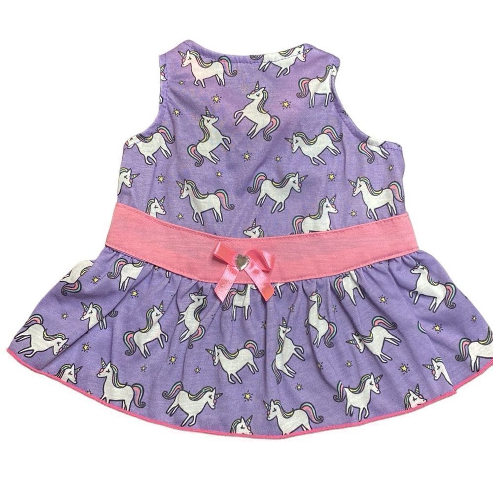 Purple Unicorn Ruffled Dog Dress M
